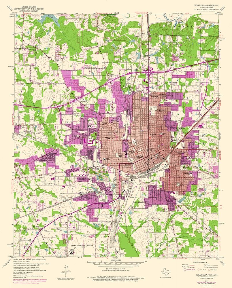 Texarkana Texas Quad - USGS 1954 art print by USGS for $57.95 CAD