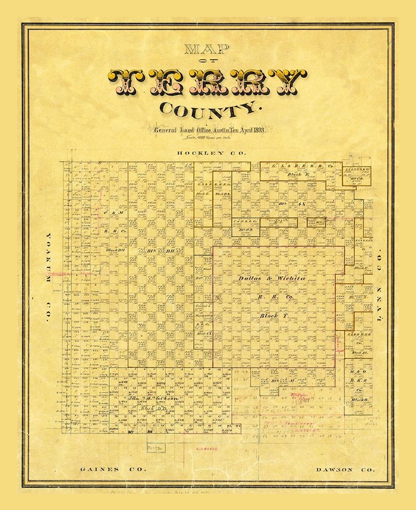 Terry County Texas -1893 art print by Unknown for $57.95 CAD