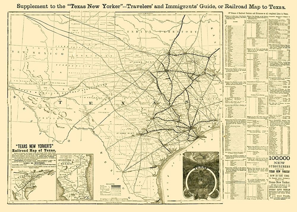 Texas Railroad Guide - Sweet 1874 art print by Sweet for $57.95 CAD
