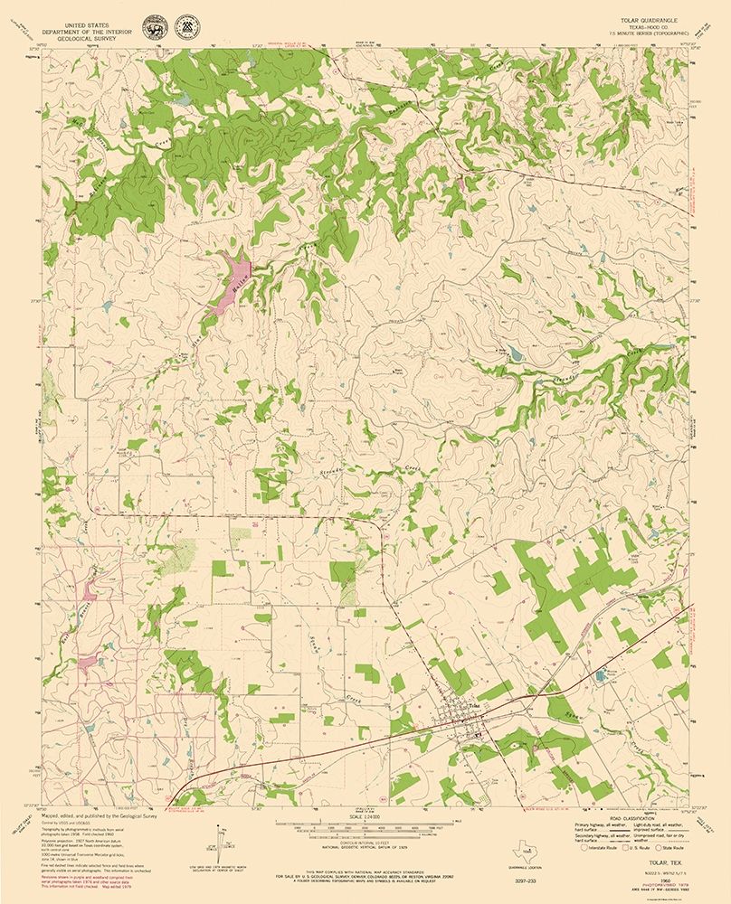 Tolar Texas Quad - USGS 1960 art print by USGS for $57.95 CAD