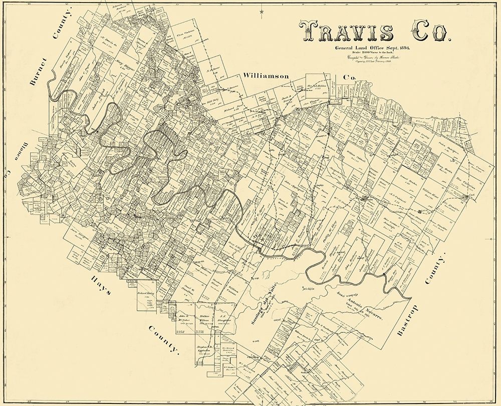 Travis Texas Landowner - Land Office 1894 art print by Land Office for $57.95 CAD