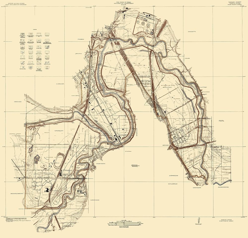 Trinity River Texas Sheet - USGS 1915 art print by USGS for $57.95 CAD