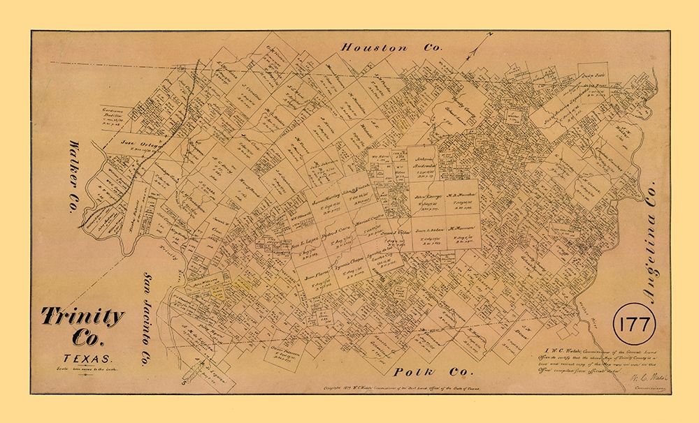 Trinity County Texas - Walsh 1879 art print by Walsh for $57.95 CAD
