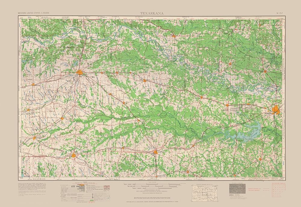 Texarkana Texas Quad - USGS 1954 art print by USGS for $57.95 CAD