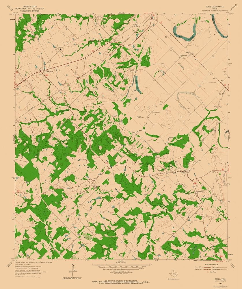 Tunis Texas Quad - USGS 1962 art print by USGS for $57.95 CAD