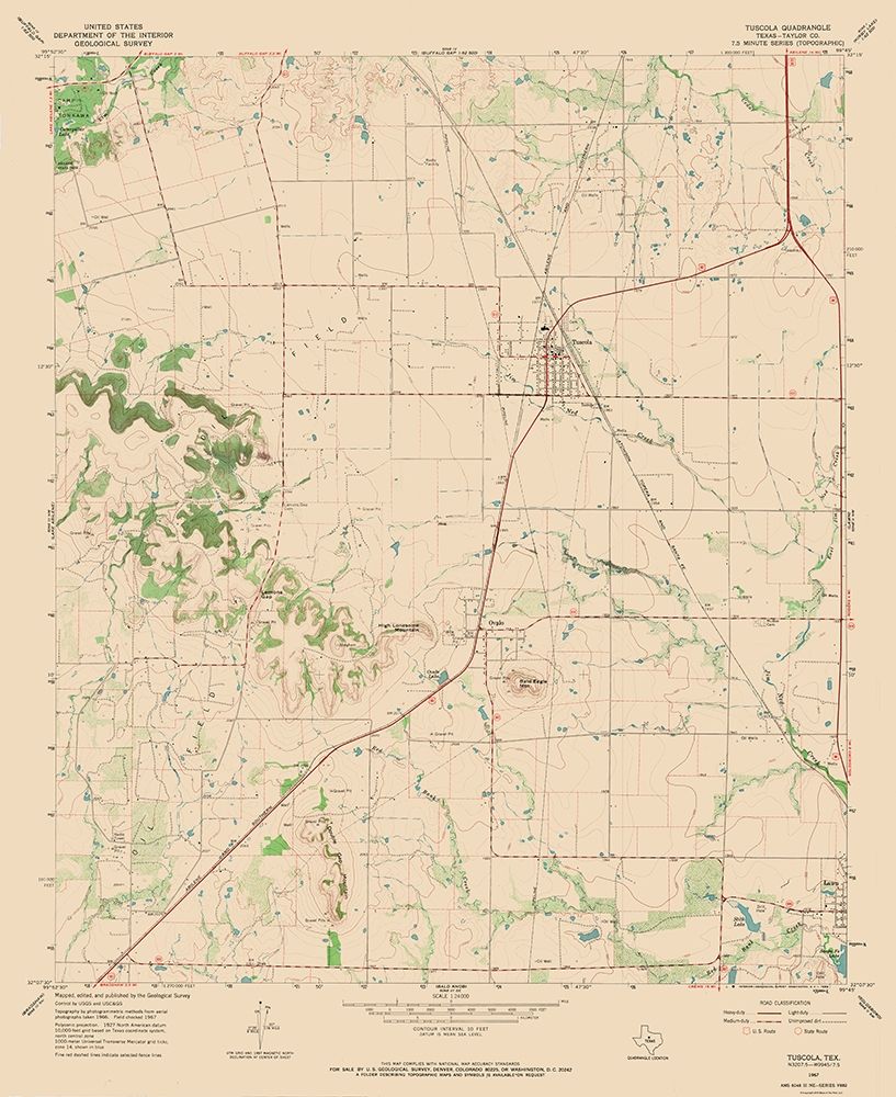 Tuscola Texas Quad - USGS 1967 art print by USGS for $57.95 CAD