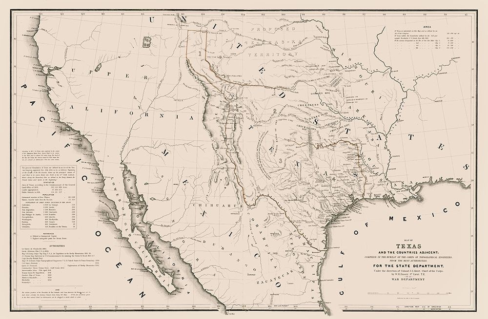 Texas - Adjacent Countries -  Emory 1844 art print by Emory for $57.95 CAD