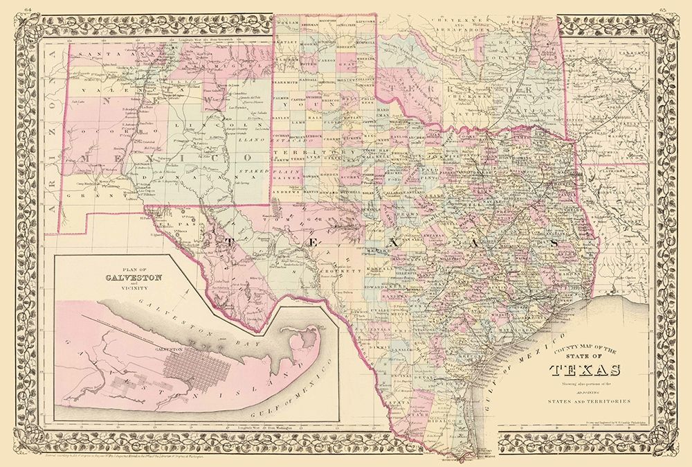 Texas - County Map - Mitchell 1880 art print by Mitchell for $57.95 CAD