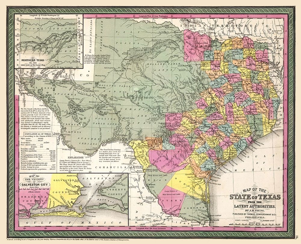 Texas - Young 1852 art print by Young for $57.95 CAD