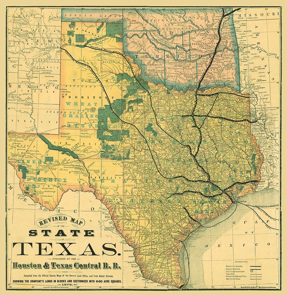 Texas Revised - Rand McNally 1876 art print by Rand McNally for $57.95 CAD