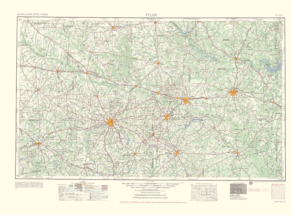 Tyler Texas Quad - USGS 1955 art print by USGS for $57.95 CAD
