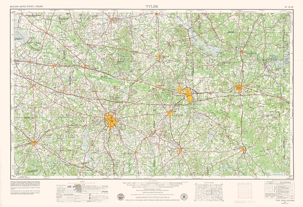 Tyler Texas Quad - USGS 1956 art print by USGS for $57.95 CAD