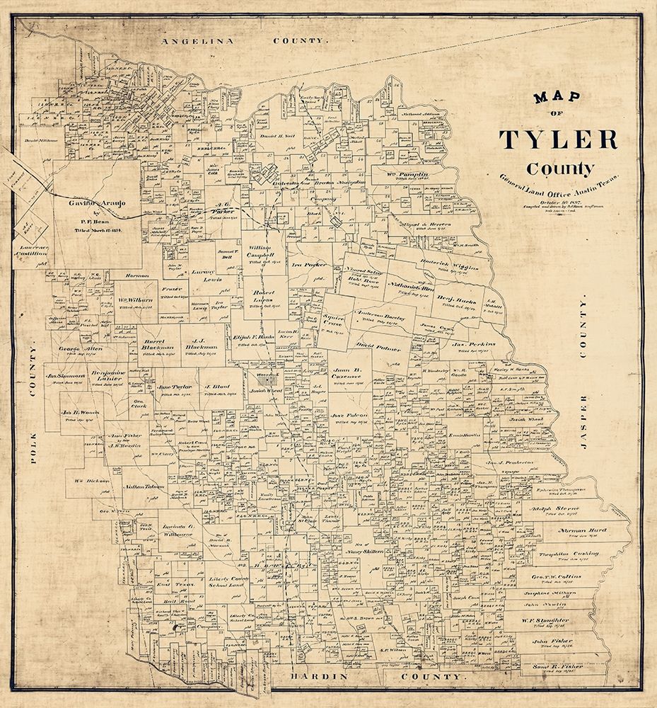 Tyler County Texas - Rowe 1897 art print by Rowe for $57.95 CAD