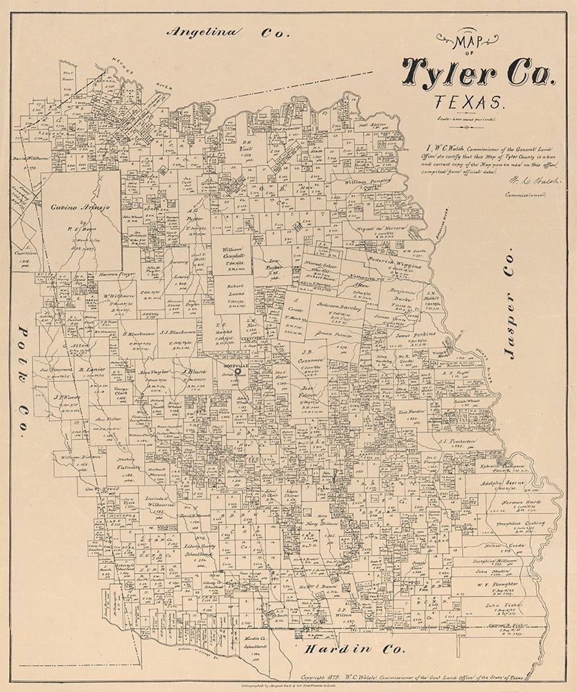 Tyler County Texas - Walsh 1879 art print by Walsh for $57.95 CAD