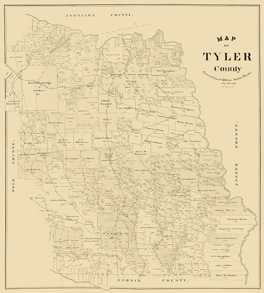 Tyler County Texas -1898 art print by Unknown for $57.95 CAD