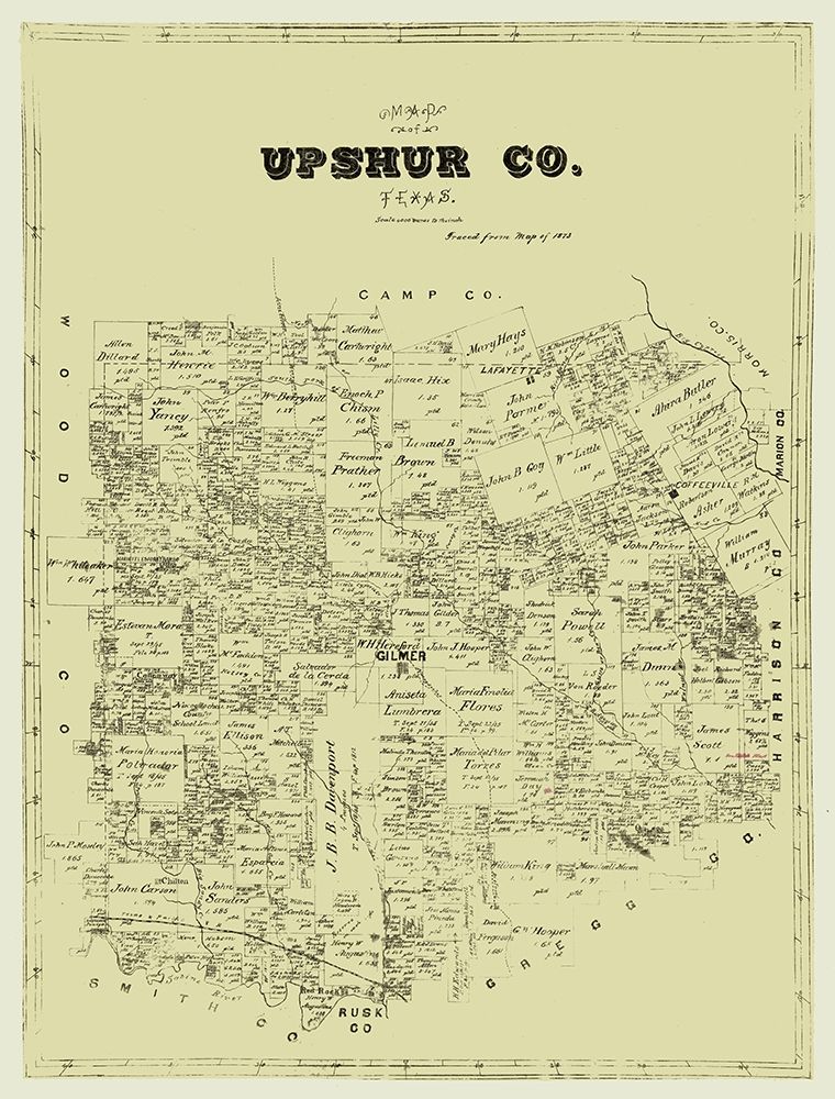 Upshur County Texas -1873 art print by Unknown for $57.95 CAD