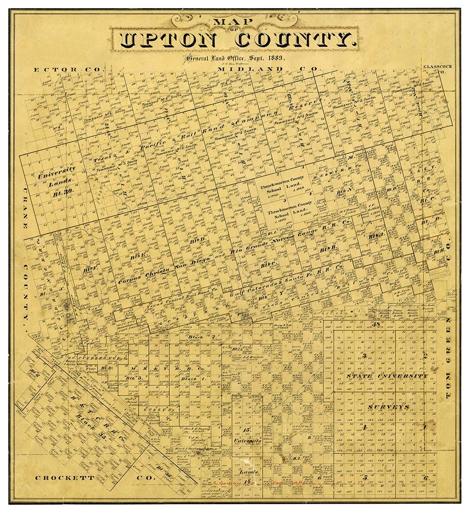 Upton County Texas - Blau 1889 art print by Blau for $57.95 CAD