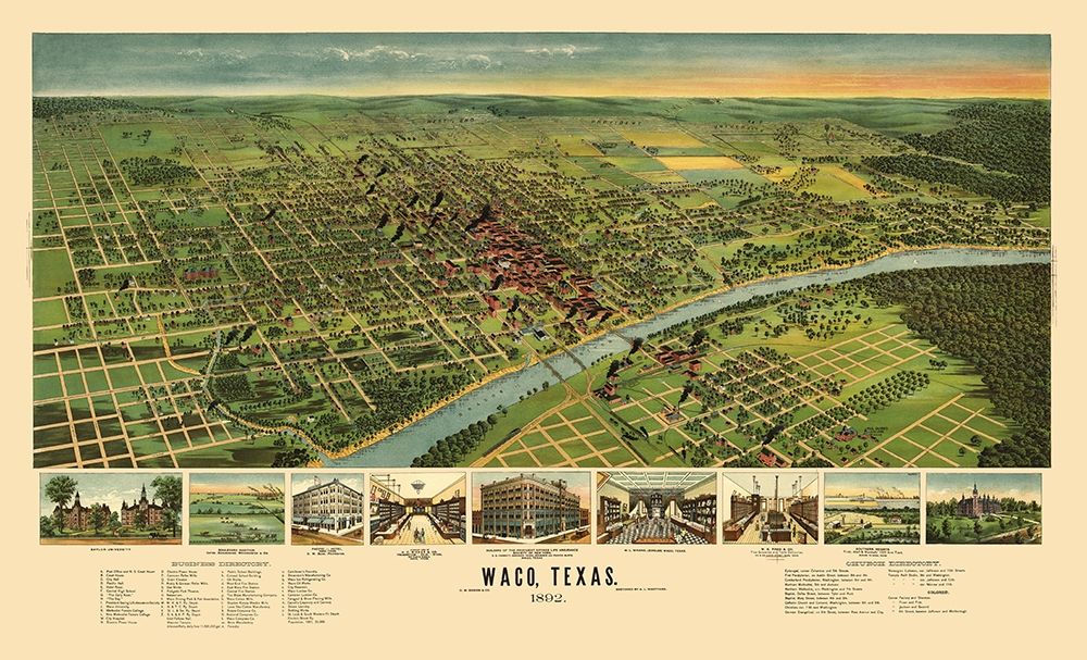 Waco Texas - Ension 1892 art print by Ension for $57.95 CAD