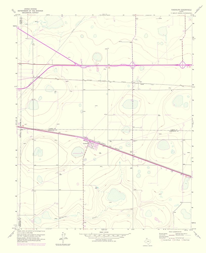 Washburn Texas Quad - USGS 1975 art print by USGS for $57.95 CAD
