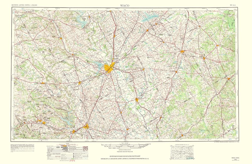 Waco Texas Quad - USGS 1964 art print by USGS for $57.95 CAD