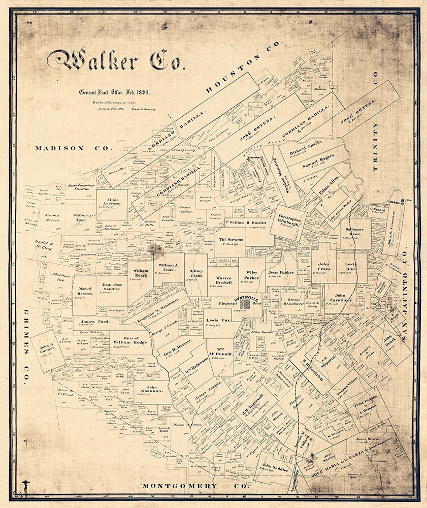 Walker County Texas - Sweeney 1889 art print by Sweeney for $57.95 CAD
