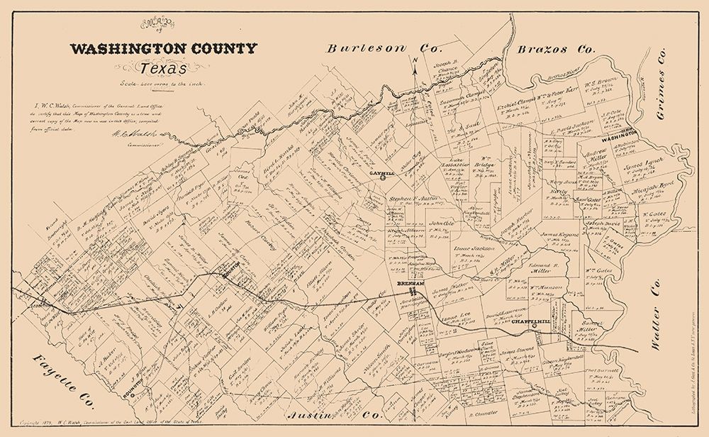 Washington County Texas - Walsh 1879 art print by Walsh for $57.95 CAD