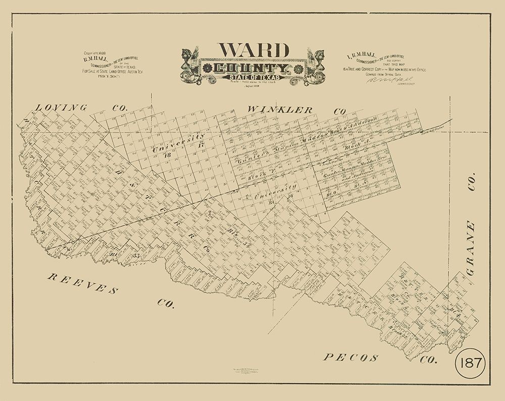 Ward County Texas - Hall 1888 art print by Hall for $57.95 CAD