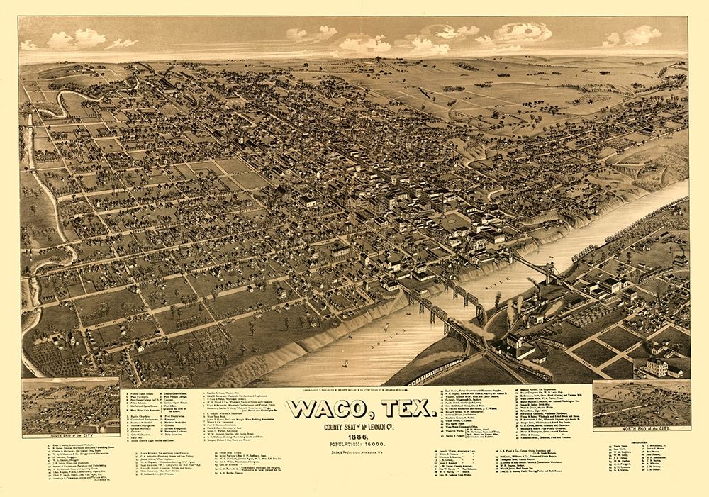Waco Texas - Beck 1886 art print by Beck for $57.95 CAD