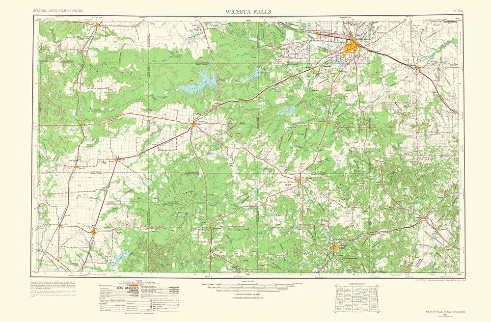 Wichita Falls Texas Oklahoma Quad - USGS 1966 art print by USGS for $57.95 CAD