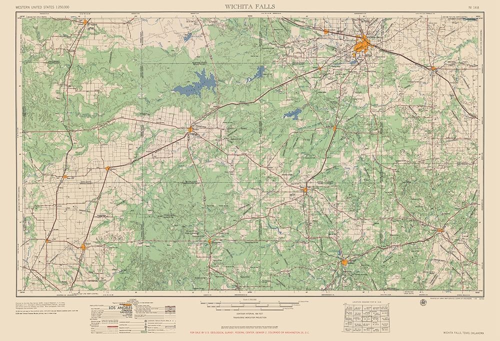 Wichita Falls Texas Quad - USGS 1954 art print by USGS for $57.95 CAD