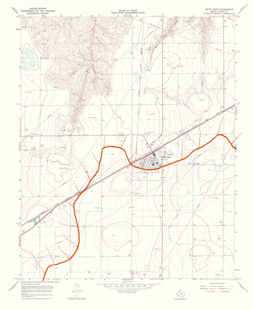 White Deer Texas Quad - USGS 1967 art print by USGS for $57.95 CAD