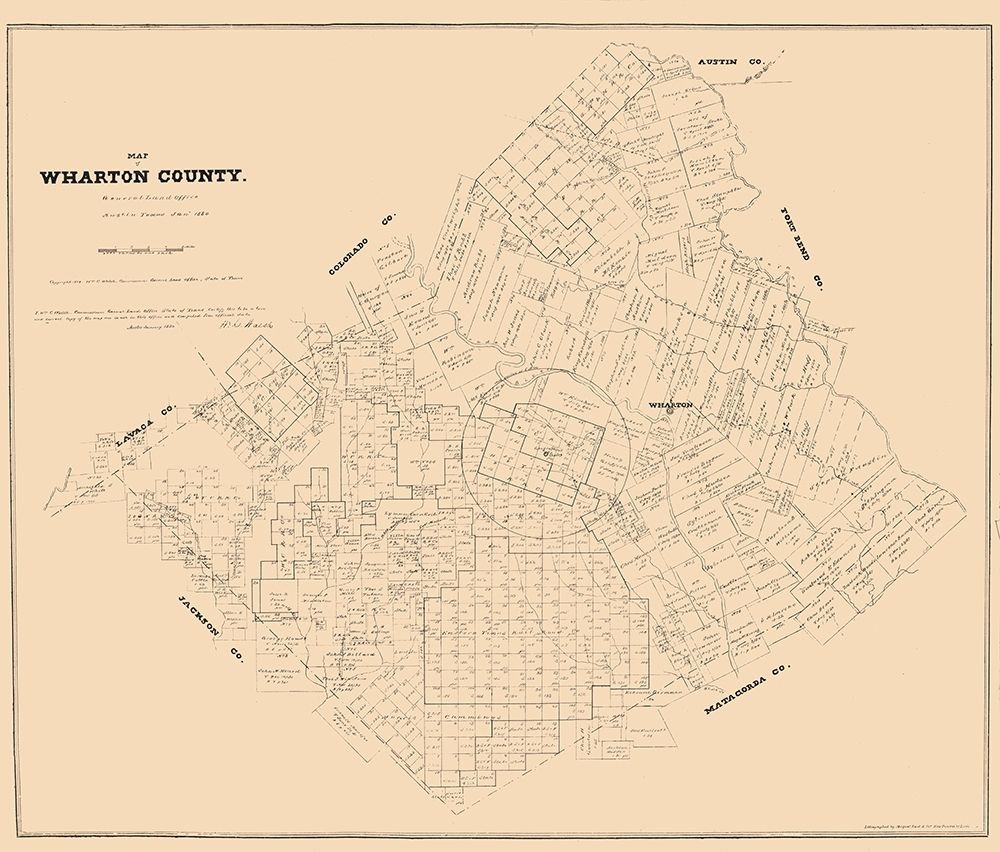 Wharton County Texas - Walsh 1880 art print by Walsh for $57.95 CAD