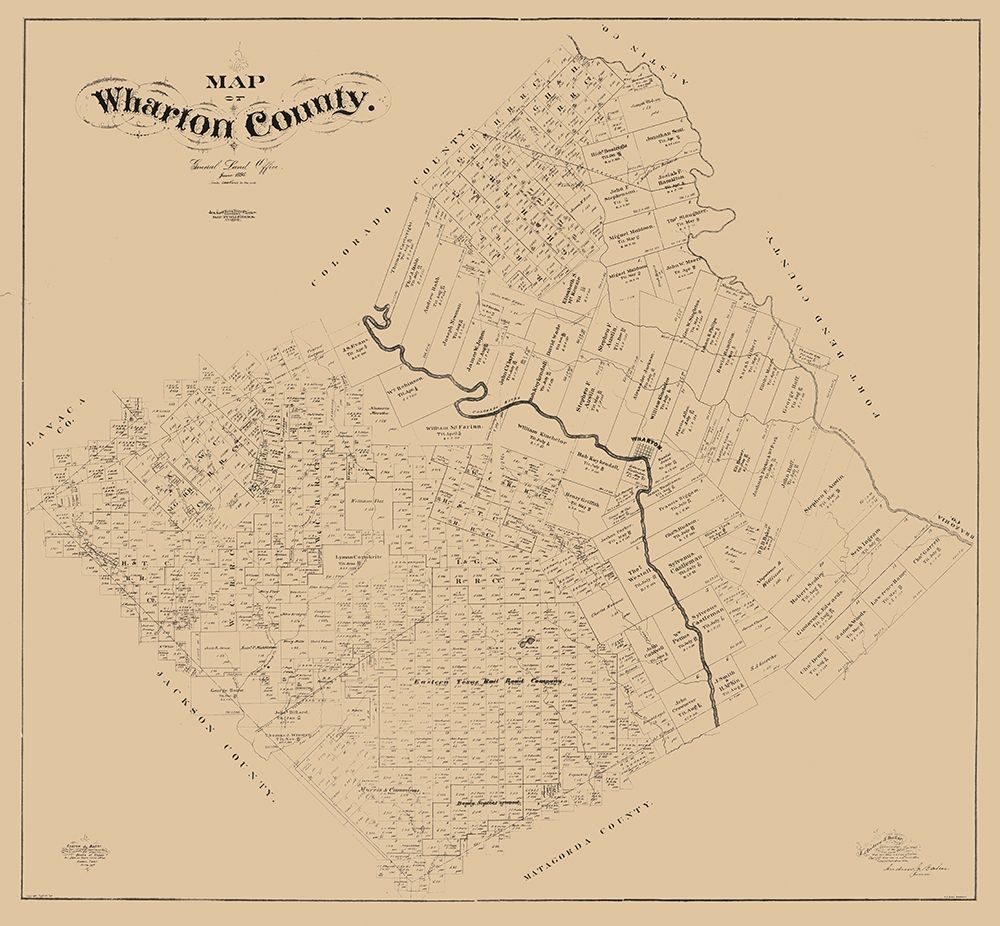 Wharton County Texas - Baker 1895 art print by Baker for $57.95 CAD