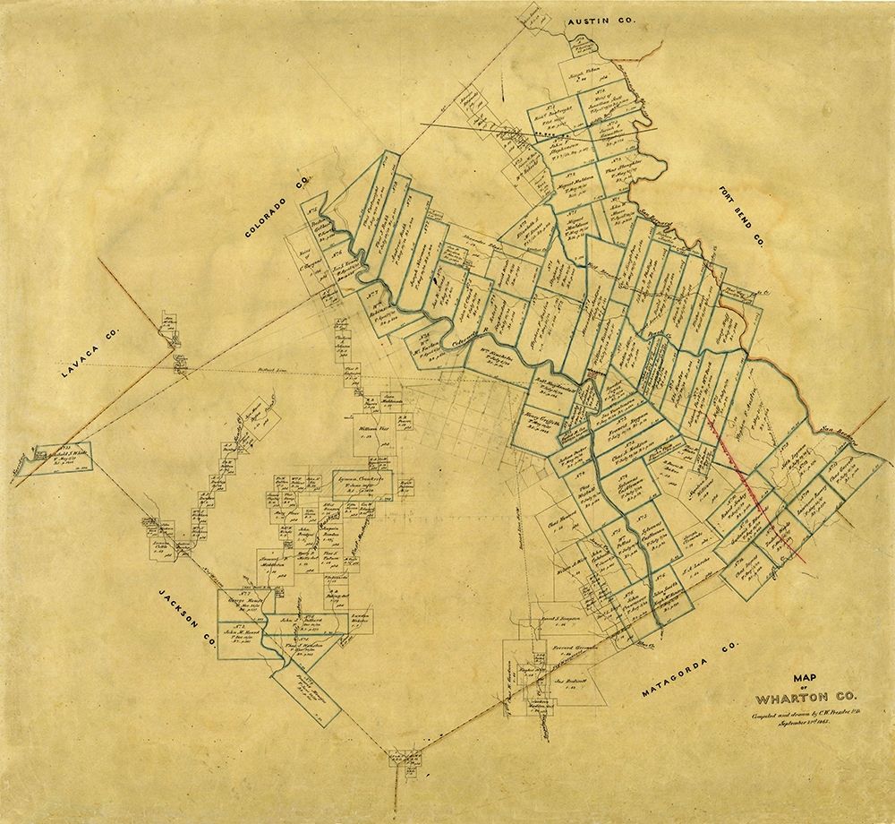 Wharton County Texas - Pressler 1865 art print by Pressler for $57.95 CAD