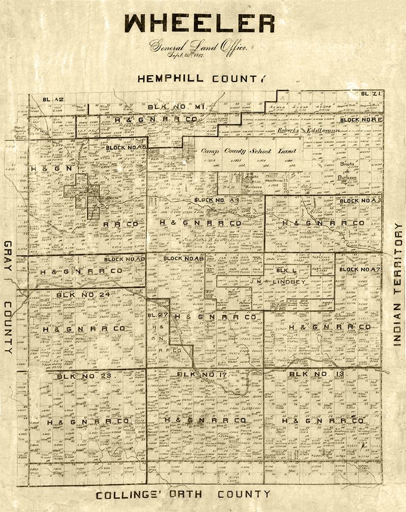 Wheeler County Texas -1887 art print by Unknown for $57.95 CAD