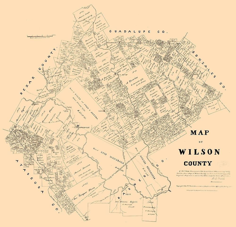 Wilson County Texas - Walsh 1879 art print by Walsh for $57.95 CAD