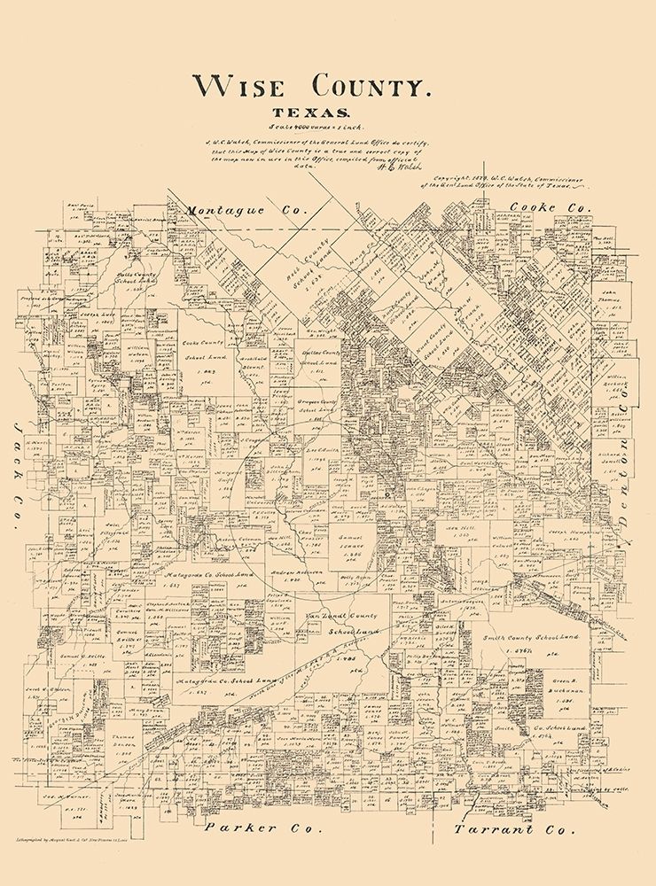 Wise County Texas - Walsh 1879 art print by Walsh for $57.95 CAD