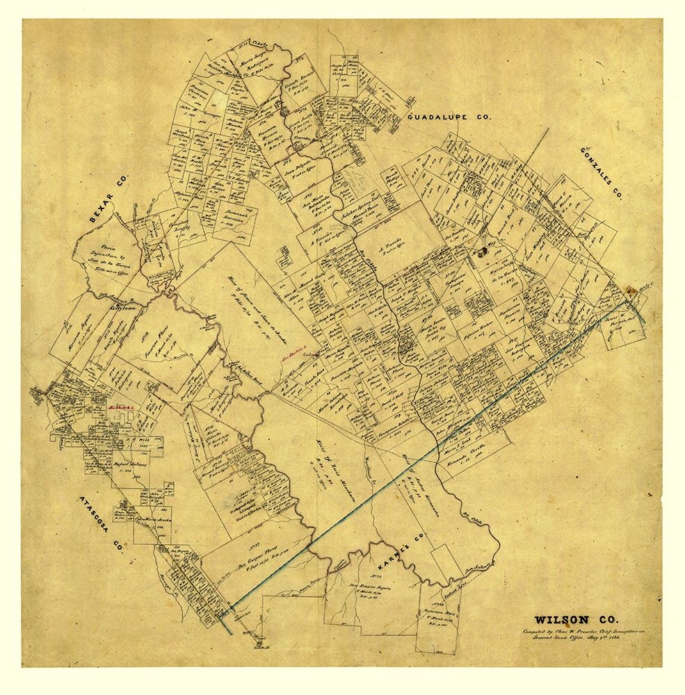 Wilson County Texas - Pressler 1866 art print by Pressler for $57.95 CAD