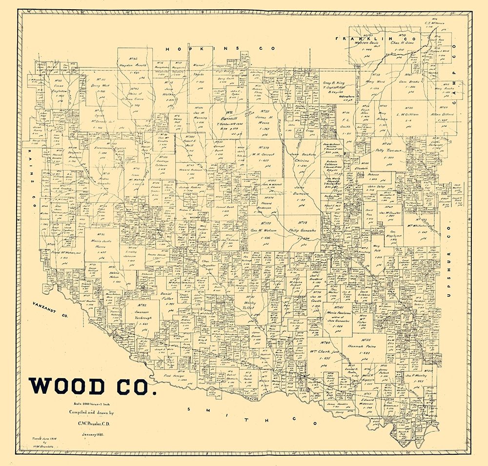 Wood County Texas - Pressler 1895 art print by Pressler for $57.95 CAD