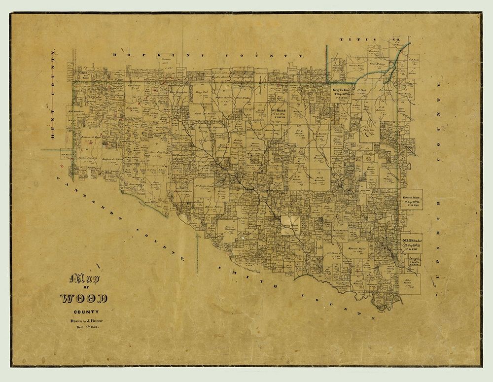 Wood County Texas - Browne 1857 art print by Browne for $57.95 CAD