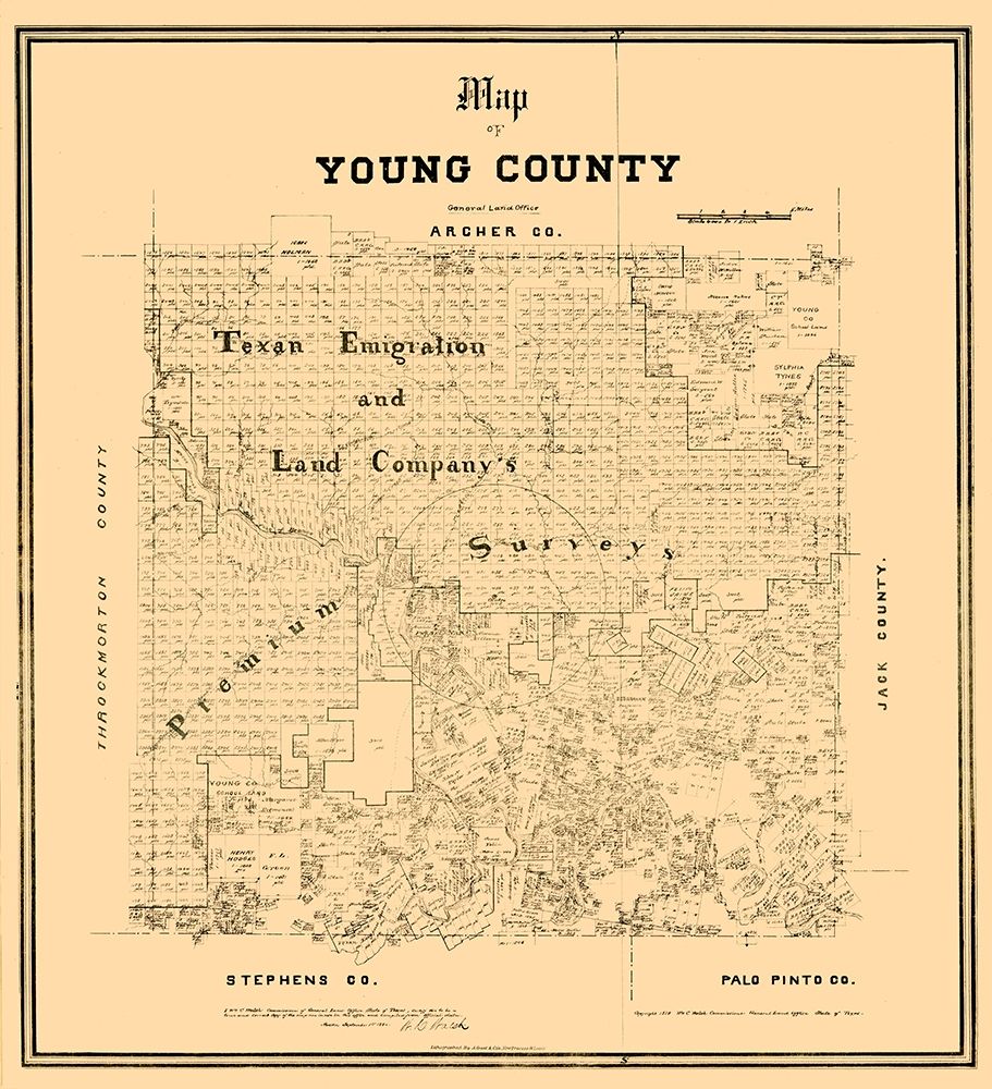 Young County Texas - Walsh 1889 art print by Walsh for $57.95 CAD