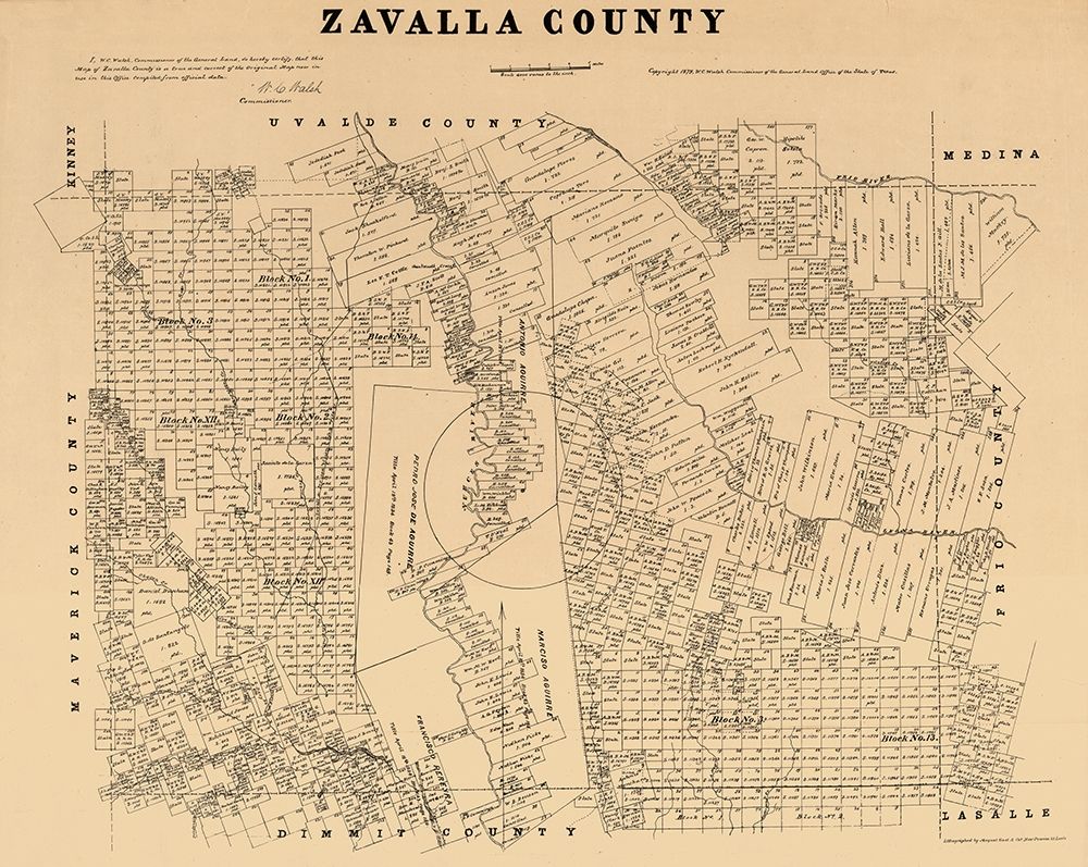 Zavalla County Texas - Walsh 1879 art print by Walsh for $57.95 CAD