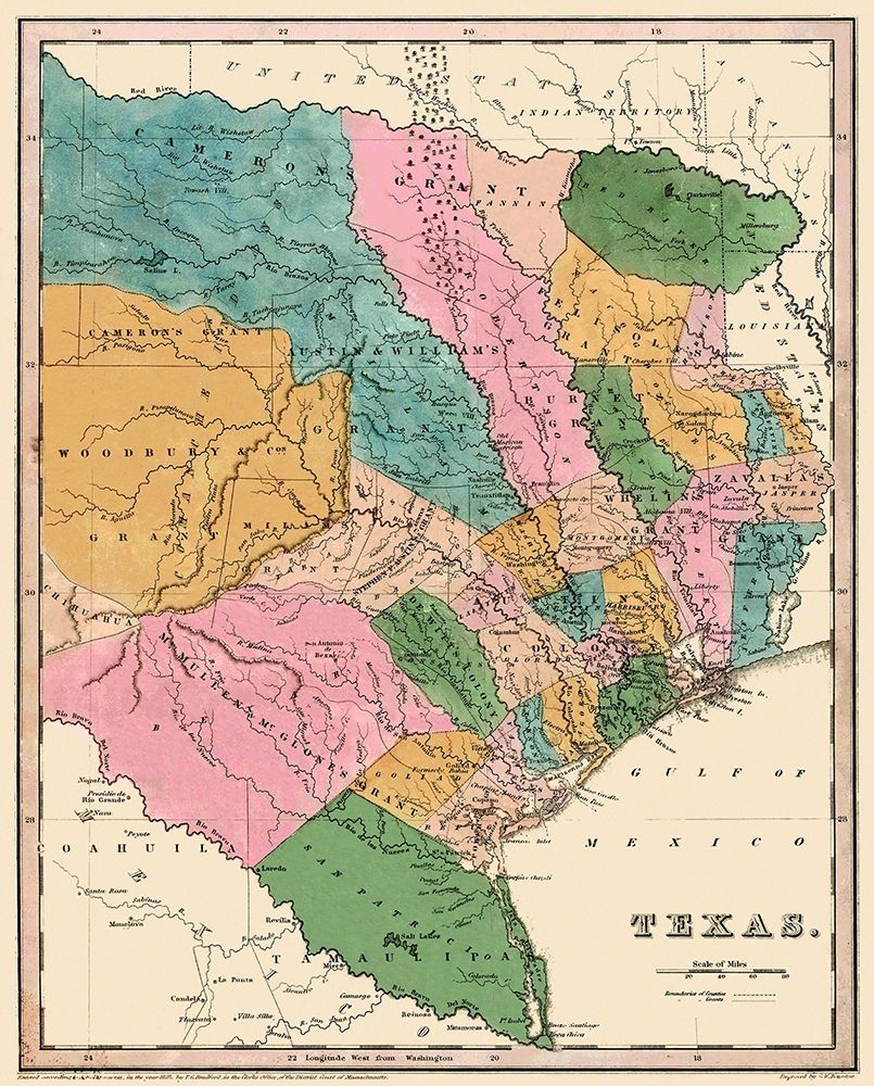 Texas - Bradford 1833 art print by Bradford for $57.95 CAD