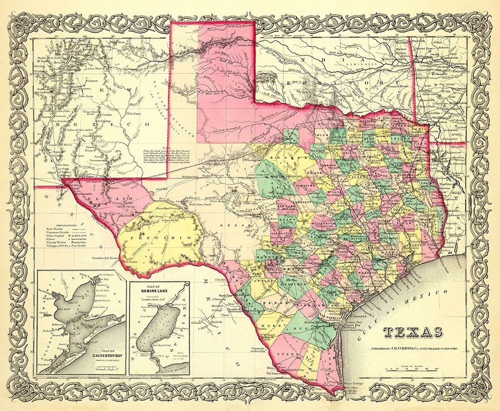 Texas - Colton 1856 art print by Colton for $57.95 CAD