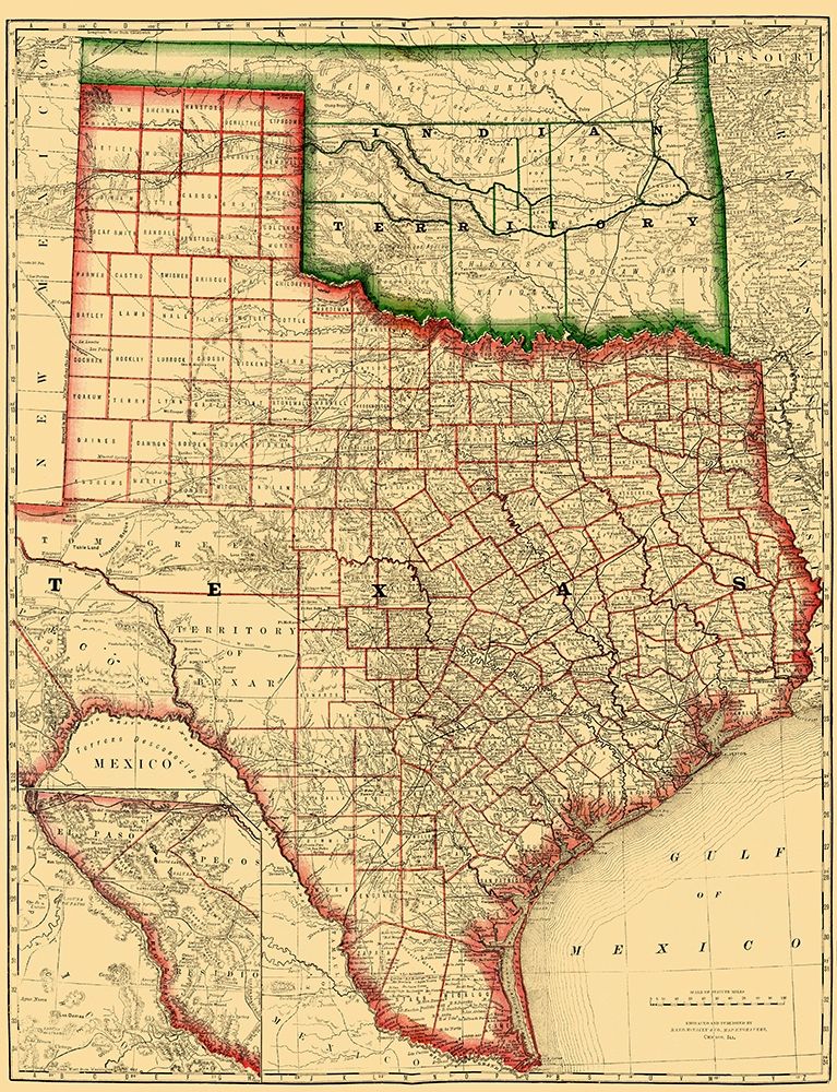 Texas - 1879 art print by Rand McNally for $57.95 CAD
