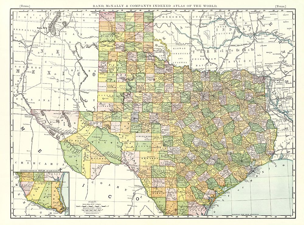 Texas - Rand McNally 1897 art print by Rand McNally for $57.95 CAD