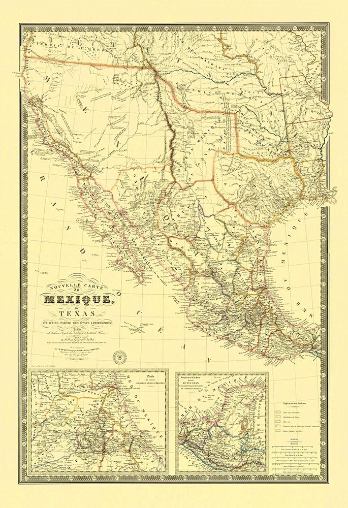 New Map of Mexico and Texas - 1840 art print by Unknown for $57.95 CAD