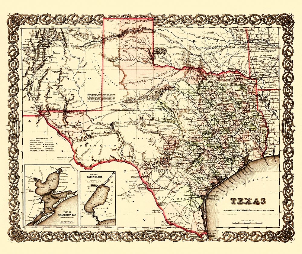 Texas, Galveston Bay, Sabine Lake Plans art print by Colton for $57.95 CAD