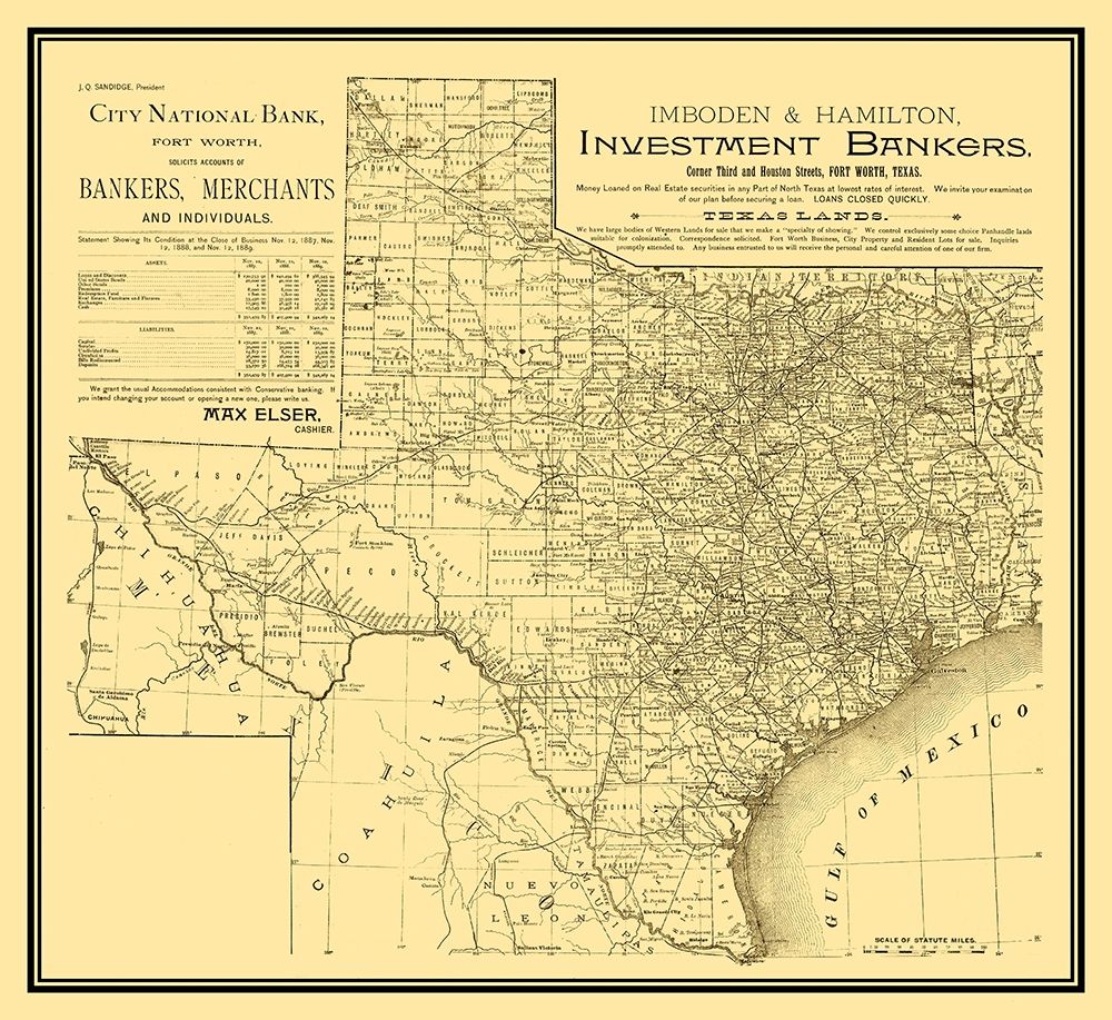 Texas - Imboden and Hamilton 1889 art print by Imboden for $57.95 CAD