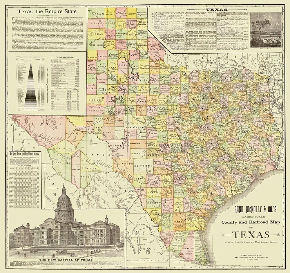 Texas - Rand McNally 1891 art print by Rand McNally for $57.95 CAD